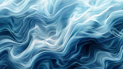Obraz premium An abstract background with flowing, wave-like patterns in gradient shades of blue, resembling water or air currents, providing a sense of fluidity and motion.