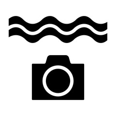 Underwater Camera Vector Glyph Icon Design