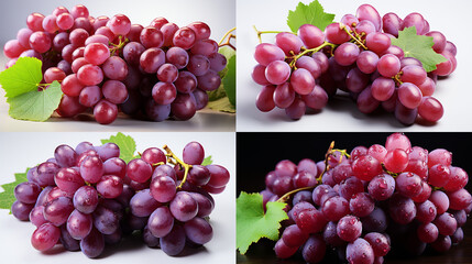 A 3D depiction of a bunch of purple grapes, each grape with a slight shine and realistic details, against a transparent background.