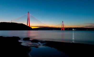 Yavuz Sultan Selim Bridge night exposure, İstanbul, Turkey