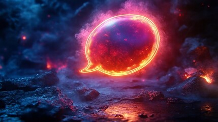 Futuristic Glowing Neon Talk Bubble in Dark Space - Vibrant and Modern 3D Model