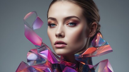 Glitch transformation typography display template.