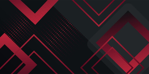 Abstract red and black banner. Background design for brochure, website, flyer. Geometric red black gradient shapes wallpaper.