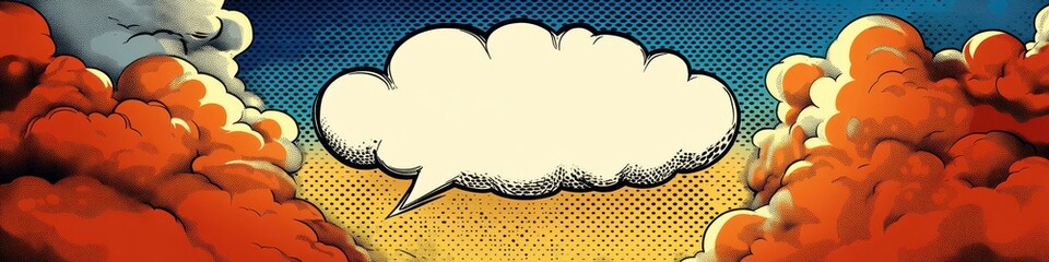 Obraz premium Nostalgic Retro Vintage Comic Talk Bubble with Halftone Texture - Classic Pop Art Speech Balloon Design