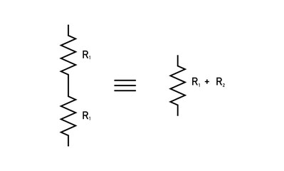 Two resistors in series with equivalent resistance.