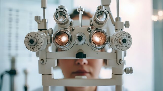  image of an eye doctor performing a routine eye exam on a patient