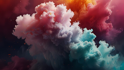 Abstract background that resembles a cloud of color powder suspended in mid-air