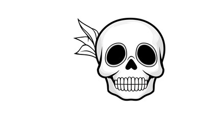 Fototapeta premium A Minimalist interpretation of a sugar skull, using a monochromatic color scheme and simple lines, set against a stark white background 