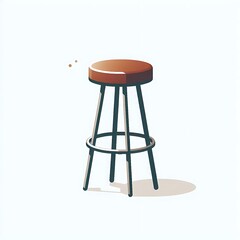 A flat illustration vector image of a tall bar stool with a simple round seat and metal legs, placed on a solid white background.