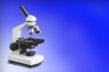 Modern microscope on background. Medical equipment