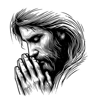 recommend clip art:  line art sketch drawing- jesus christ praying (artwork 4)