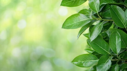 Blurry natural green foliage, background, providing organic copy space for creative designs.