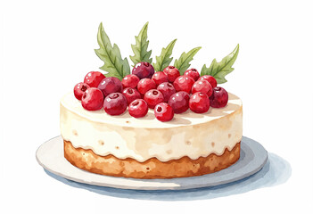 Isolated Watercolor Cake, Birthday Cake, Christmas Cake, Celebration Cake
