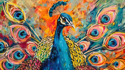 Majestic peacock displaying its vibrant feathers
