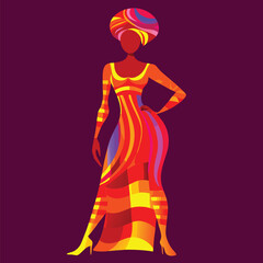 Empowered Black Woman in Colorful Outfit, Confident Cartoon Character Illustration