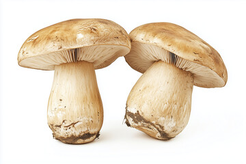 Fresh harvest mushroom isolated on white background, Close up shot group of chunky mushroom.