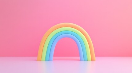 Colorful rainbow arch on pink background, concept background