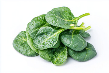Fototapeta premium Fresh harvest chinese broccoli isolated on white background, Close up shot kale leaf on white, Green spinach leaf.
