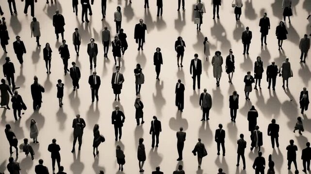 Seamless loop animation. People many silhouettes of different figures, diversity of people, created by a neural network, ai generated
