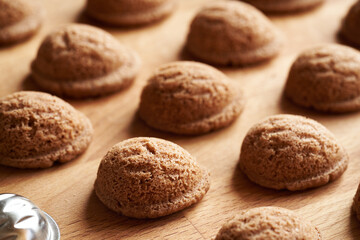 Homemade Christmas cookies in the form of nuts