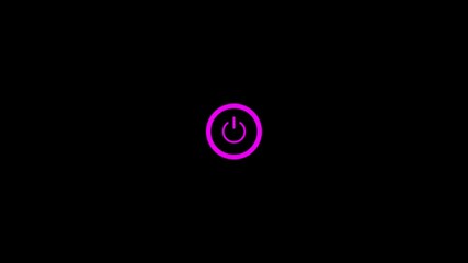 power button icon animation on a black background. Glowing neon line power on off button icon 4k video.