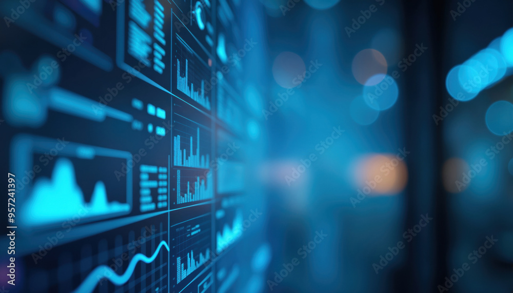 Poster high-tech financial data visualization: digital display featuring high-tech financial data visualiza