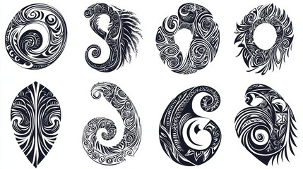 Polynesian Tribal Tattoo Design Swirling Black Patterns on White Background Tribal