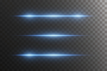 A set of magical light highlights and effects. Neon line flash. On a transparent background.