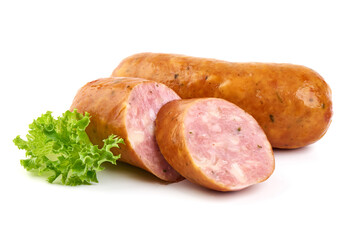German bratwurst sausages, isolated on white background