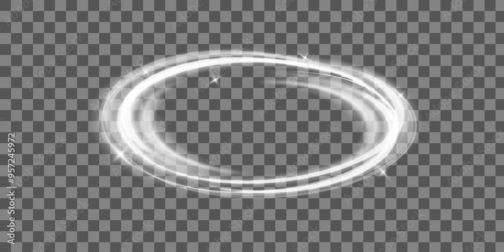 Poster dynamic white spiral, vortex or blizzard. sparkling light effect on transparent background.