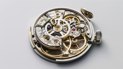 mechanical watch movement isolated on white background 