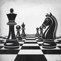 chess board and chess pieces