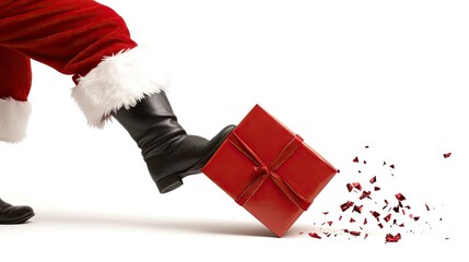 Santa Claus delivers a festive kickboxing surprise while flying with presents in hand, embracing the holiday spirit in a humorous way