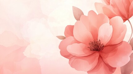 Fototapeta premium A delicate pink flower bloom on a soft pastel background, creating a serene and calming atmosphere for various design projects. watercolor style