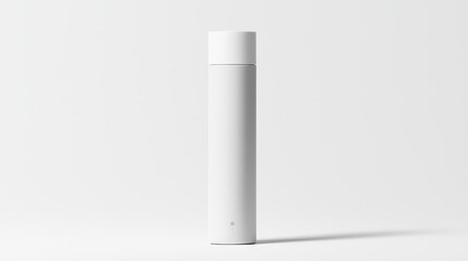 Minimalist White Cylinder Bottle Mockup Centered Shadowed Blank Label Clean Background Bottle Mockup