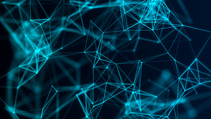 Glow network connection background pattern. Abstract modern texture with points and lines. Digital futuristic backdrop. Big data visualization. 3D rendering.