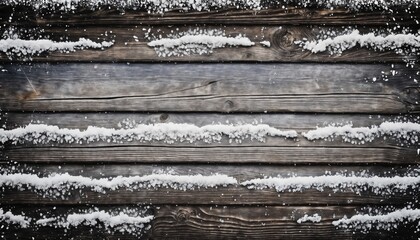 wooden background and snow for new year celebrations or Christmas decorations