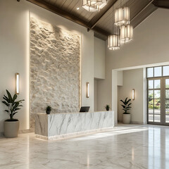 entry foyer photorealistic render for clubhouse (