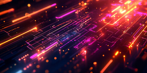 Fototapeta premium Abstract Lights background, Futuristic AI Technology, Neon Light Effects
