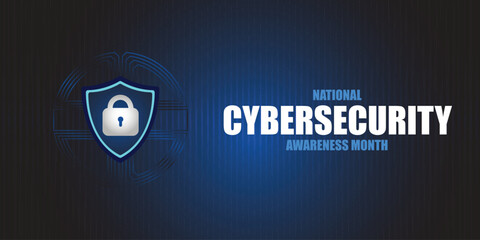October is National Cybersecurity Awareness Month background template. Holiday concept. background, banner, placard, card, and poster design template with text inscription and standard color.
