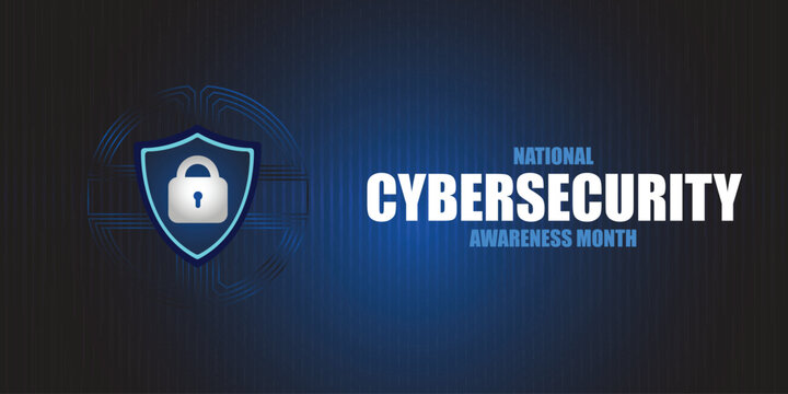 October is National Cybersecurity Awareness Month background template. Holiday concept. background, banner, placard, card, and poster design template with text inscription and standard color.