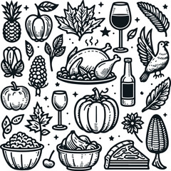 Monochrome Cosmonaut Thanksgiving Logo Icon For Emblems, Badges And Levels Vector Illustration