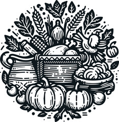 Monochrome Cosmonaut Thanksgiving Logo Icon For Emblems, Badges And Levels Vector Illustration