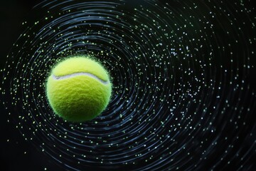 Tennis Ball Suspended in Motion Blur and Sparkling Lights - Powered by Adobe