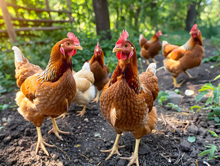 Fototapeta premium Live wings on a poultry farm, raising poultry. Neural network AI generated art