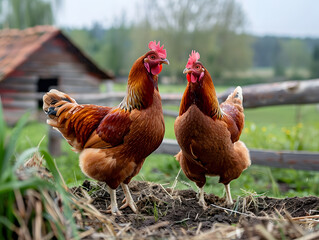 Fototapeta premium Live wings on a poultry farm, raising poultry. Neural network AI generated art