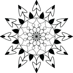 Black color mandala design, coloring page mandala design. adult coloring page, Black and white mandala background design