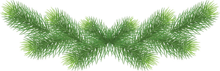 Wide pine garland or wreath with pine cones and berries. Festive Christmas decor for sales, banners,invitations. Eps 10