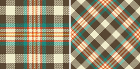Tartan check seamless of plaid vector fabric with a pattern background texture textile. Set in stylish colors. Unique gift paper designs for presents.
