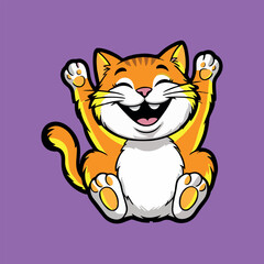 Cute Smiley Cat Vector Art Illustration  